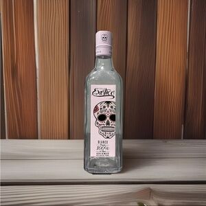 Exotico Blanco Tequila Bottle with Skull Design EMPTY